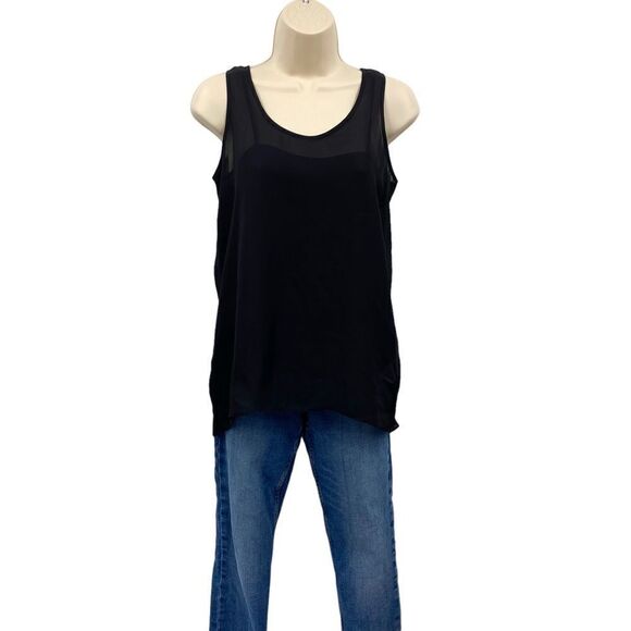 METAPHOR Women’s BLACK Split Back Sheer Overlay Top Size XS - Picture 3 of 8